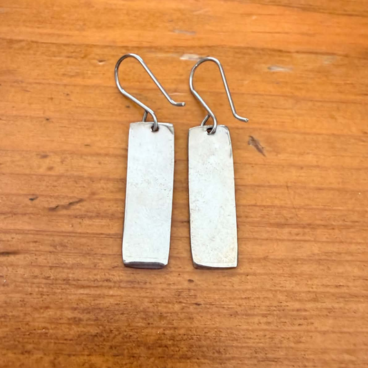 blue enamel silver drop earrings