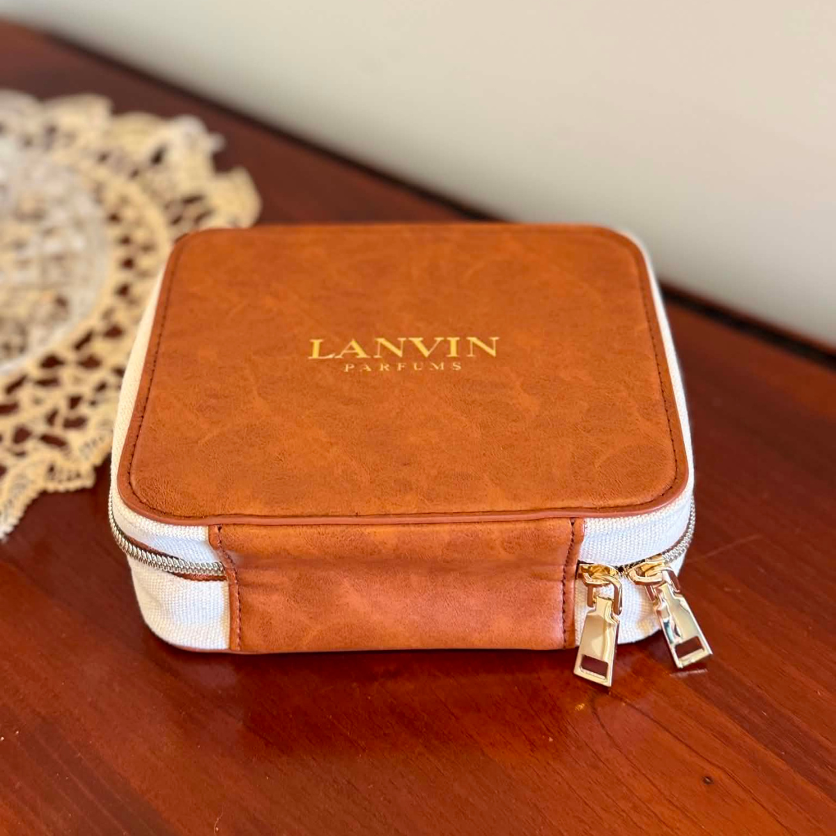 Vintage Lanvin designer toiletries bag and cosmetic purse produced for Turkish Airways