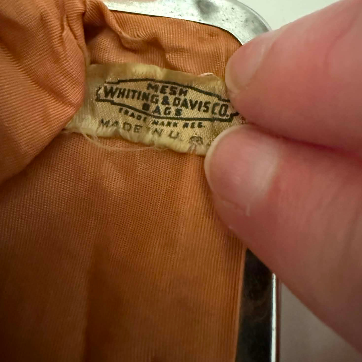 mid-century modern vintage gold mesh coin purse by Whiting & Davis co. Made in the USA